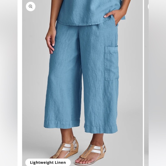 FLAX Designs Full Time Pant Linen Drawstring Pants Wide Leg Pink Sz Medium Beach - Picture 10 of 11